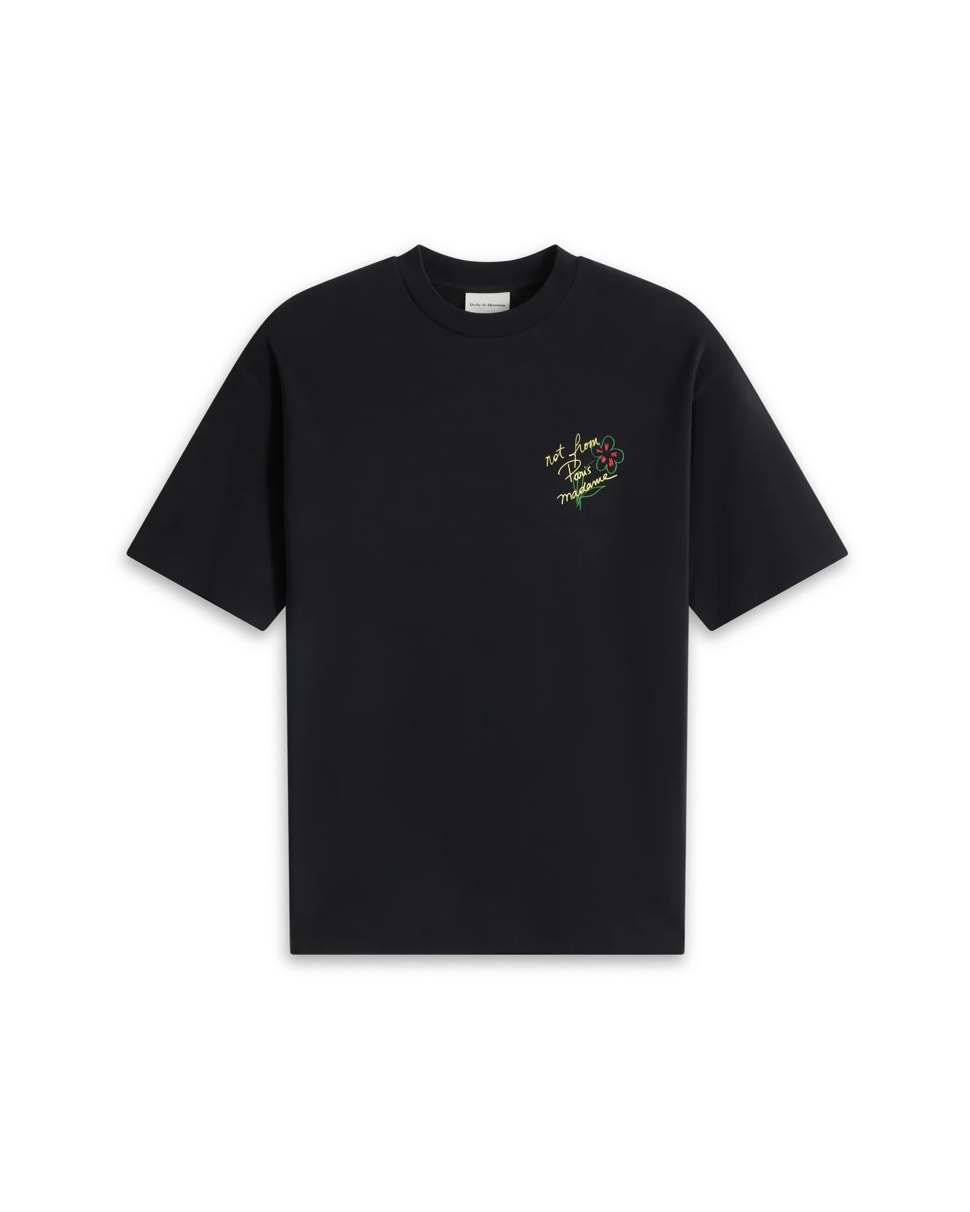 Black Cotton Slogan T-Shirt – Drôle de Monsieur