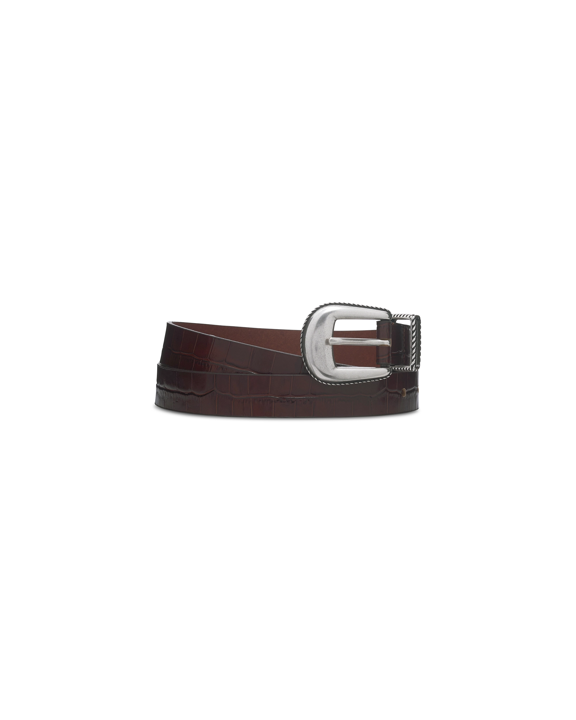 Brown leather crocodile belt – Drôle de Monsieur Brown leather crocodile belt – Drôle de Monsieur