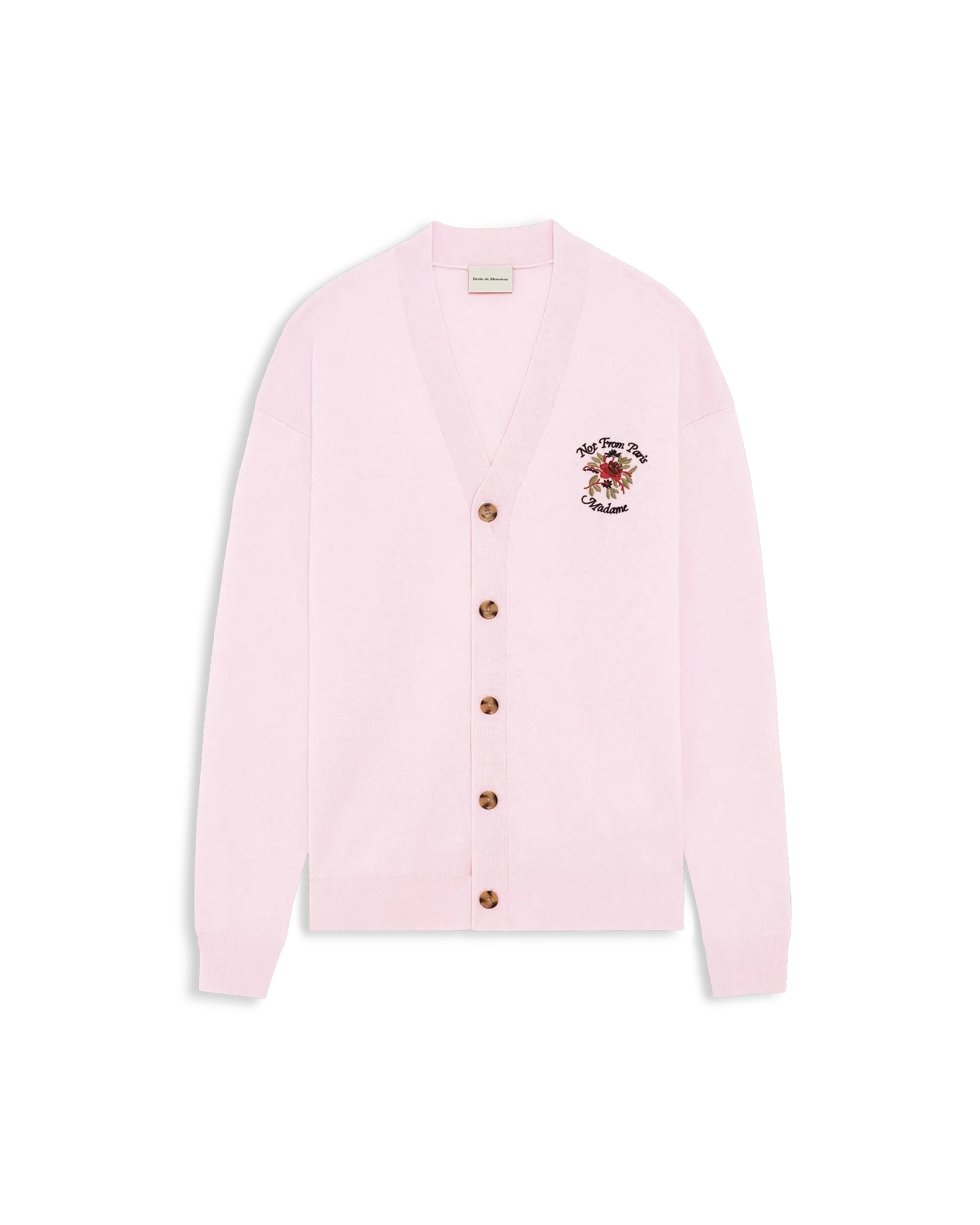 トップス DICH HENDERSON MOTER CARDIGAN Not from Paris Madame cardigan in pink merino wool – Drôle de Monsieur