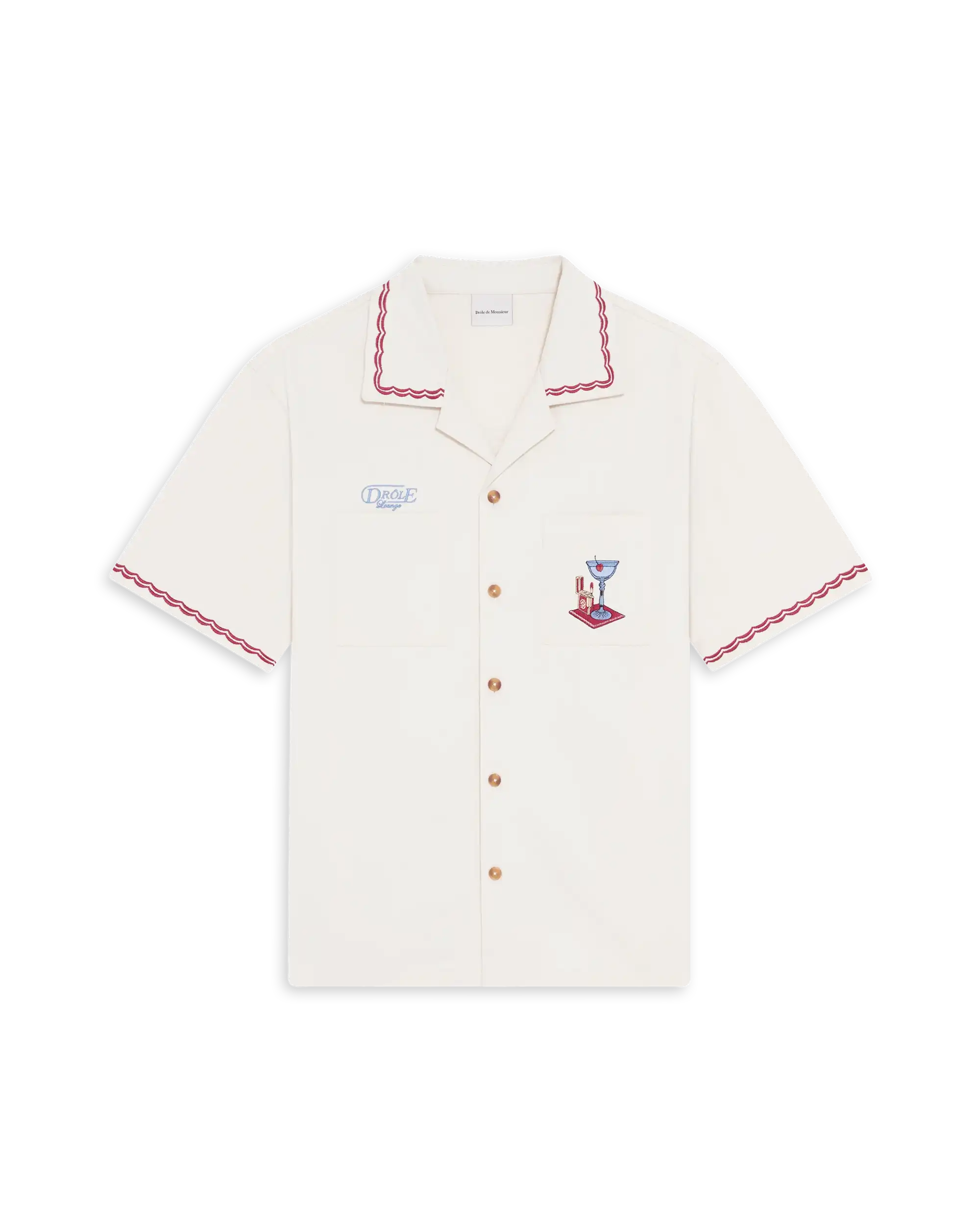 Short-sleeved white cocktail print shirt – Drôle de Monsieur