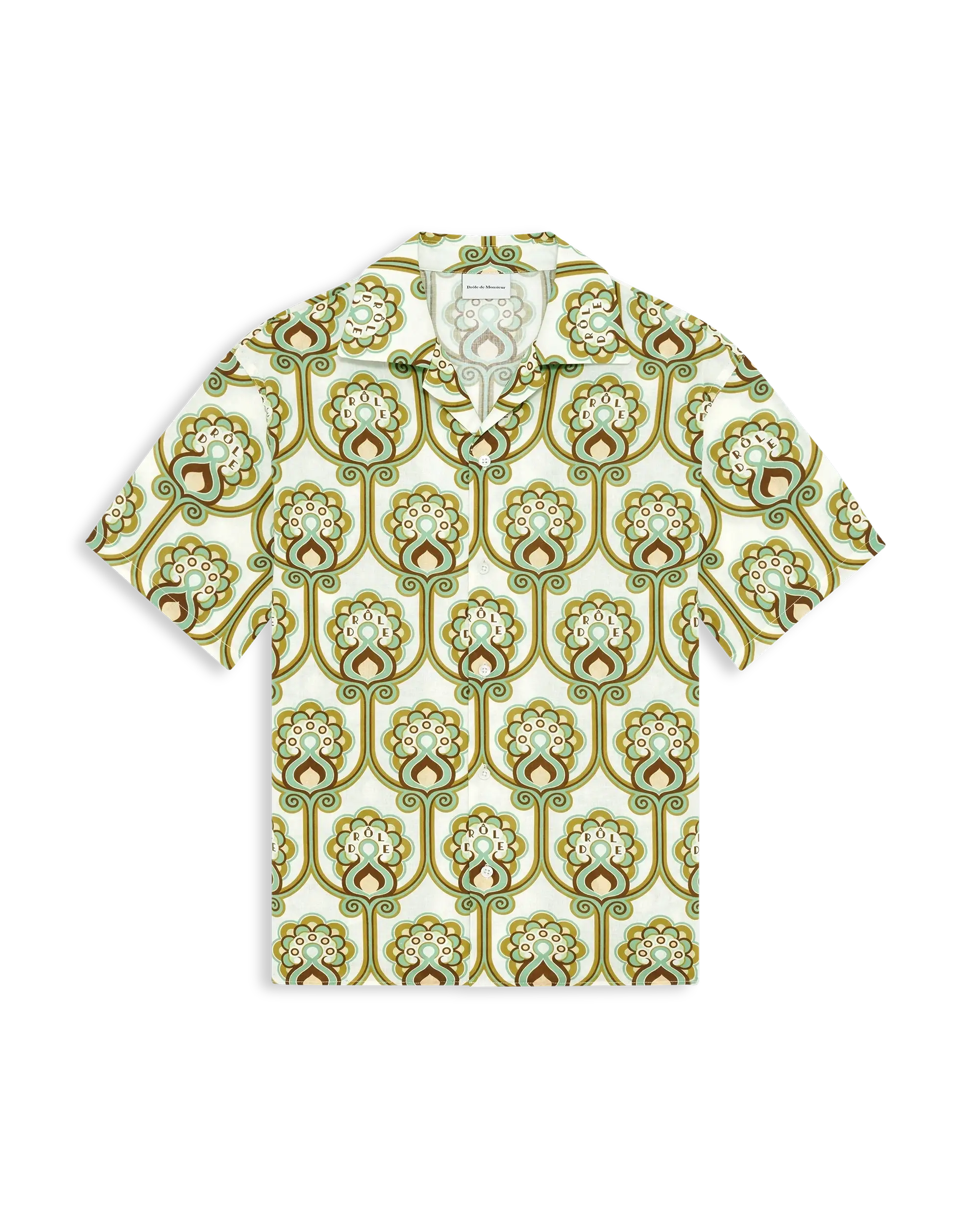 ざき 新品 DROLE DE MONSIEUR Green floral tapestry short-sleeved shirt – Drôle de Monsieur