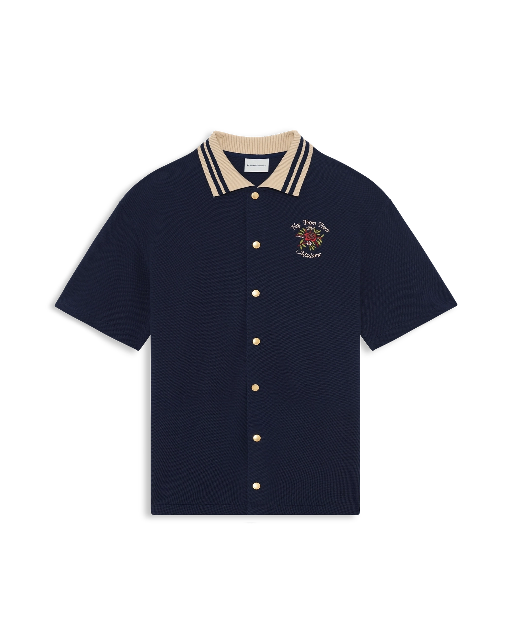 Not from Paris Madame short-sleeved shirt navy blue – Drôle de