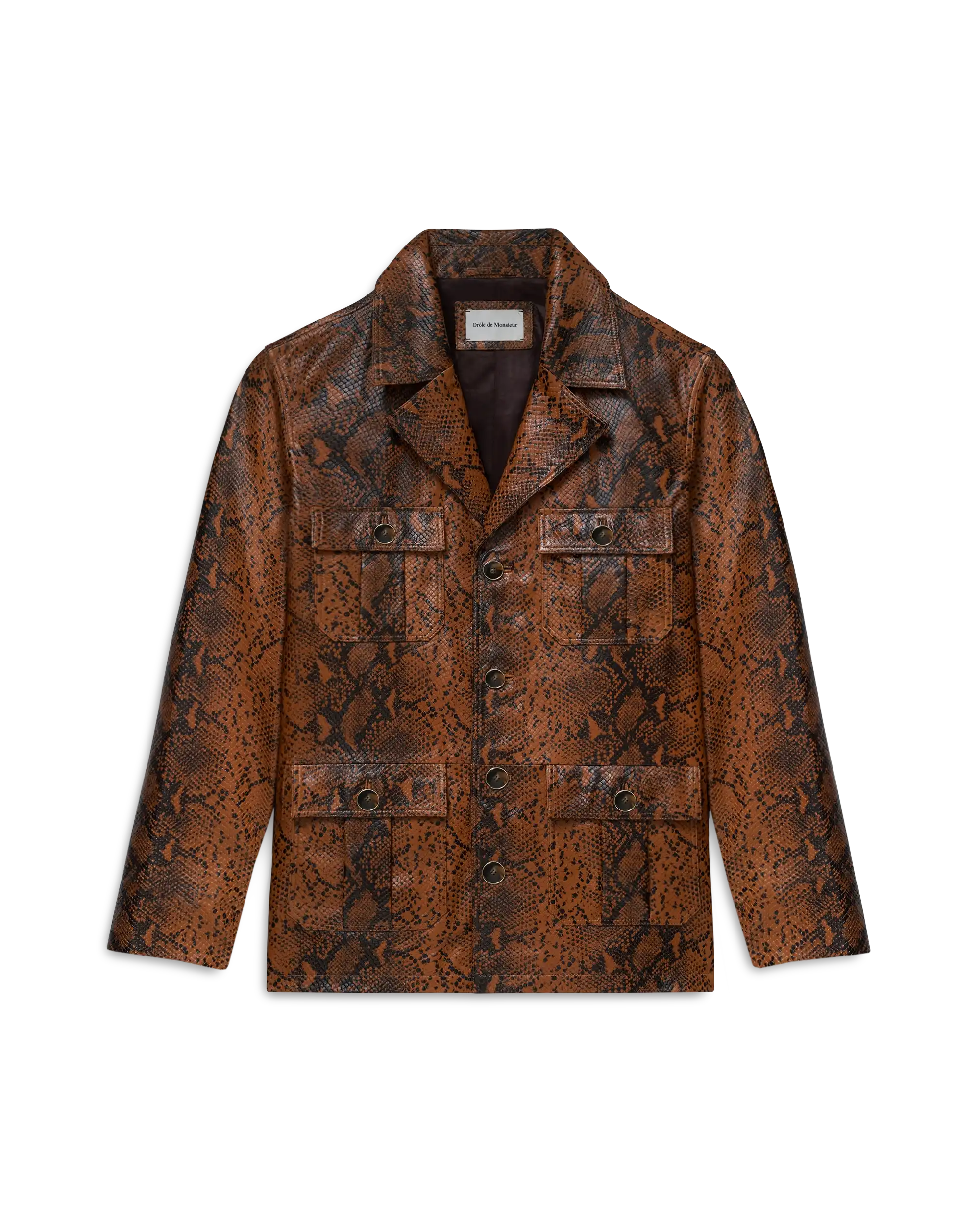 Dark brown python leather jacket – Drôle de Monsieur