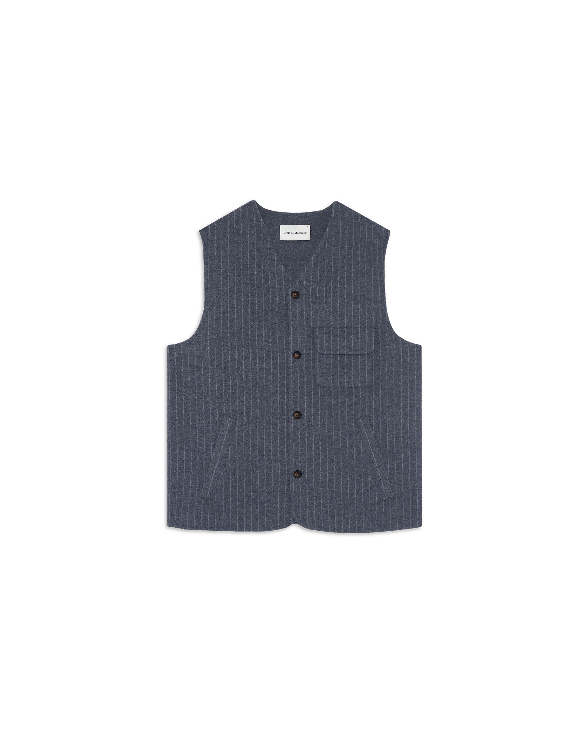 DRÔLE DE MONSIEUR レザーベスト サイズS ブラック Dark grey striped wool overshirt – Drôle de Monsieur