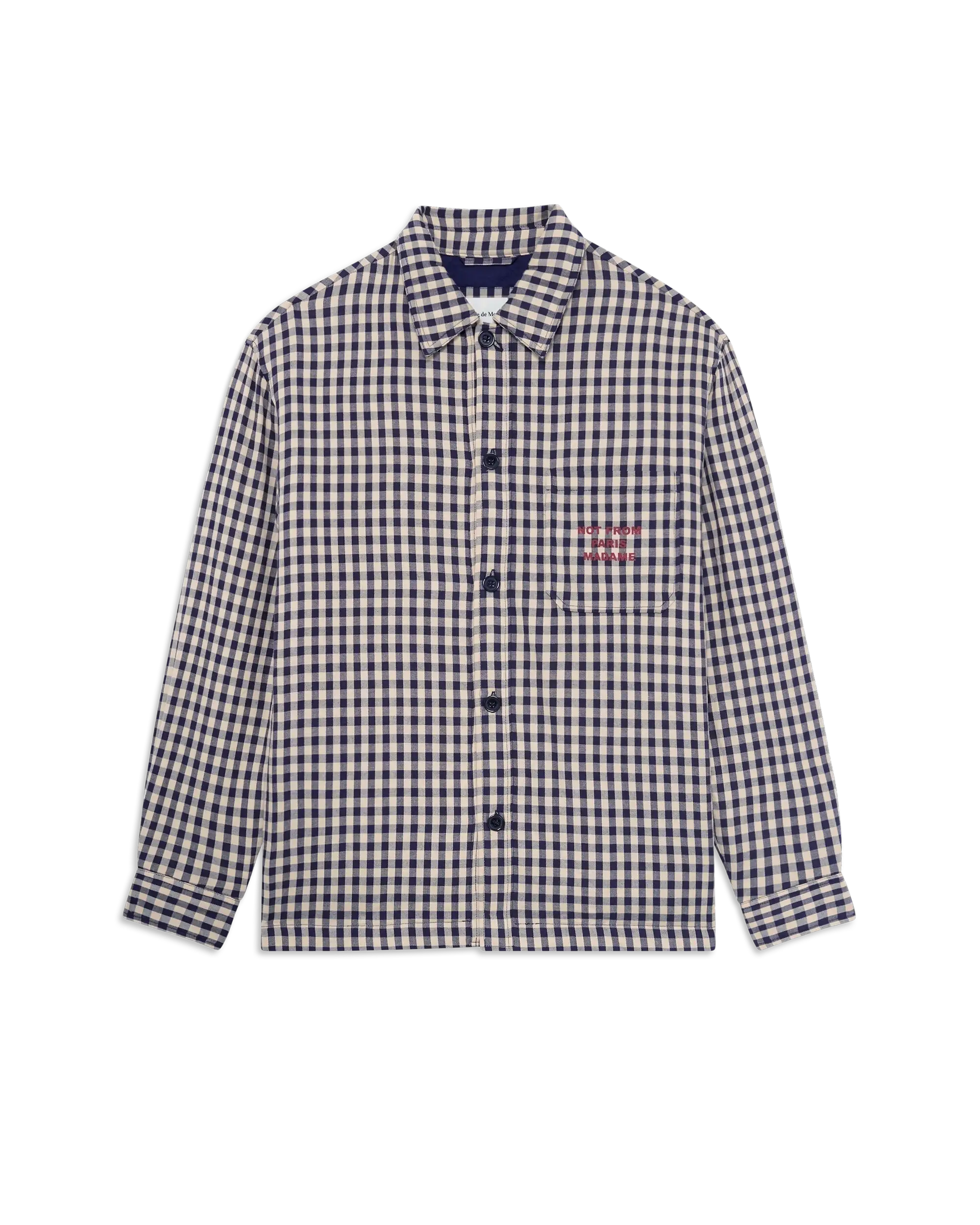 Not from Paris Madame beige checked cotton overshirt – Drôle de