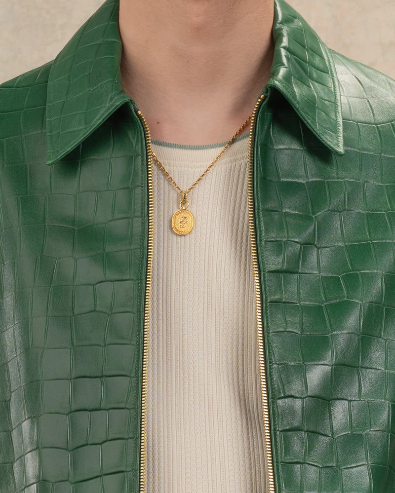 Dark green crocodile leather jacket – Drôle de Monsieur Dark green crocodile leather jacket – Drôle de Monsieur