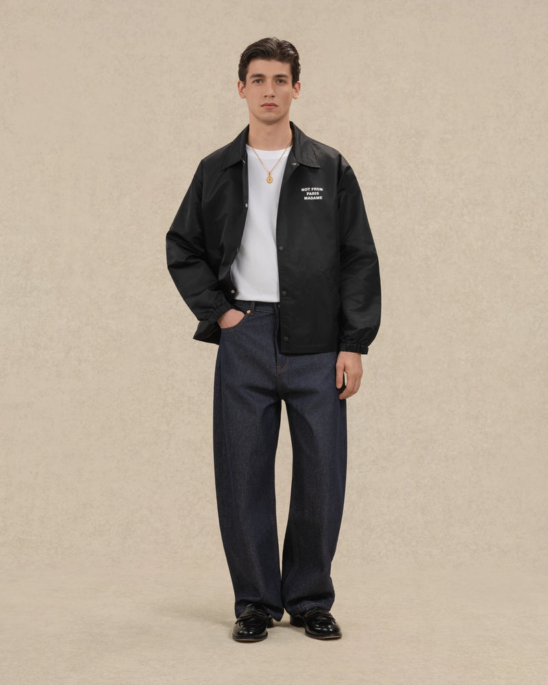 Black Nylon Slogan Jacket – Drôle de Monsieur Black Nylon Slogan Jacket – Drôle de Monsieur