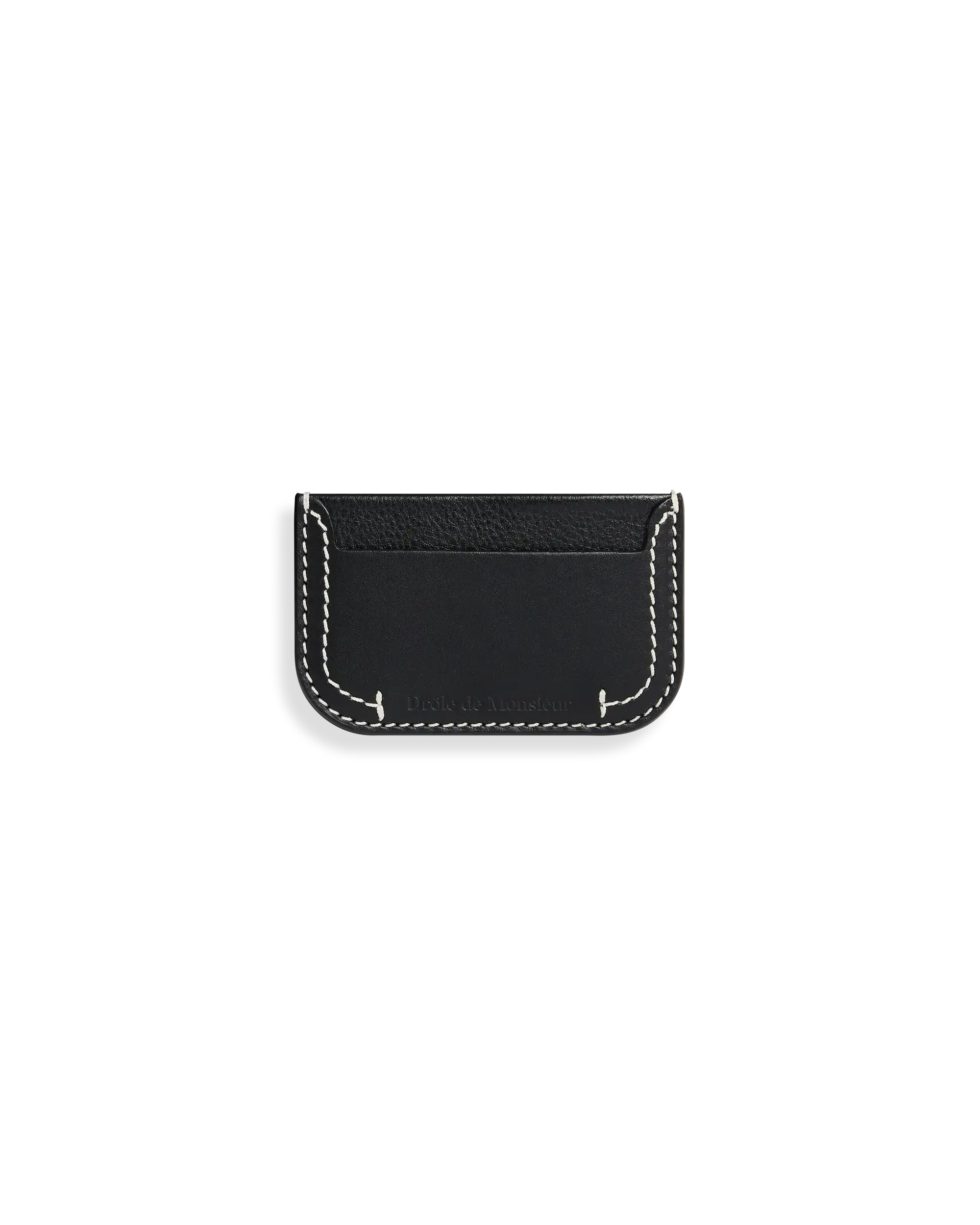 Black stitched leather card holder – Drôle de Monsieur