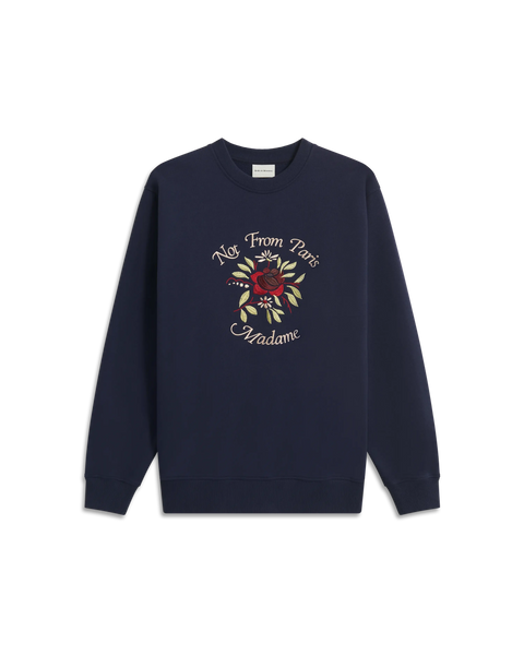【DROLE DE MONSIEUR】 Drole Fleuri Le Hoodie Black Black Cotton Slogan Hoodie