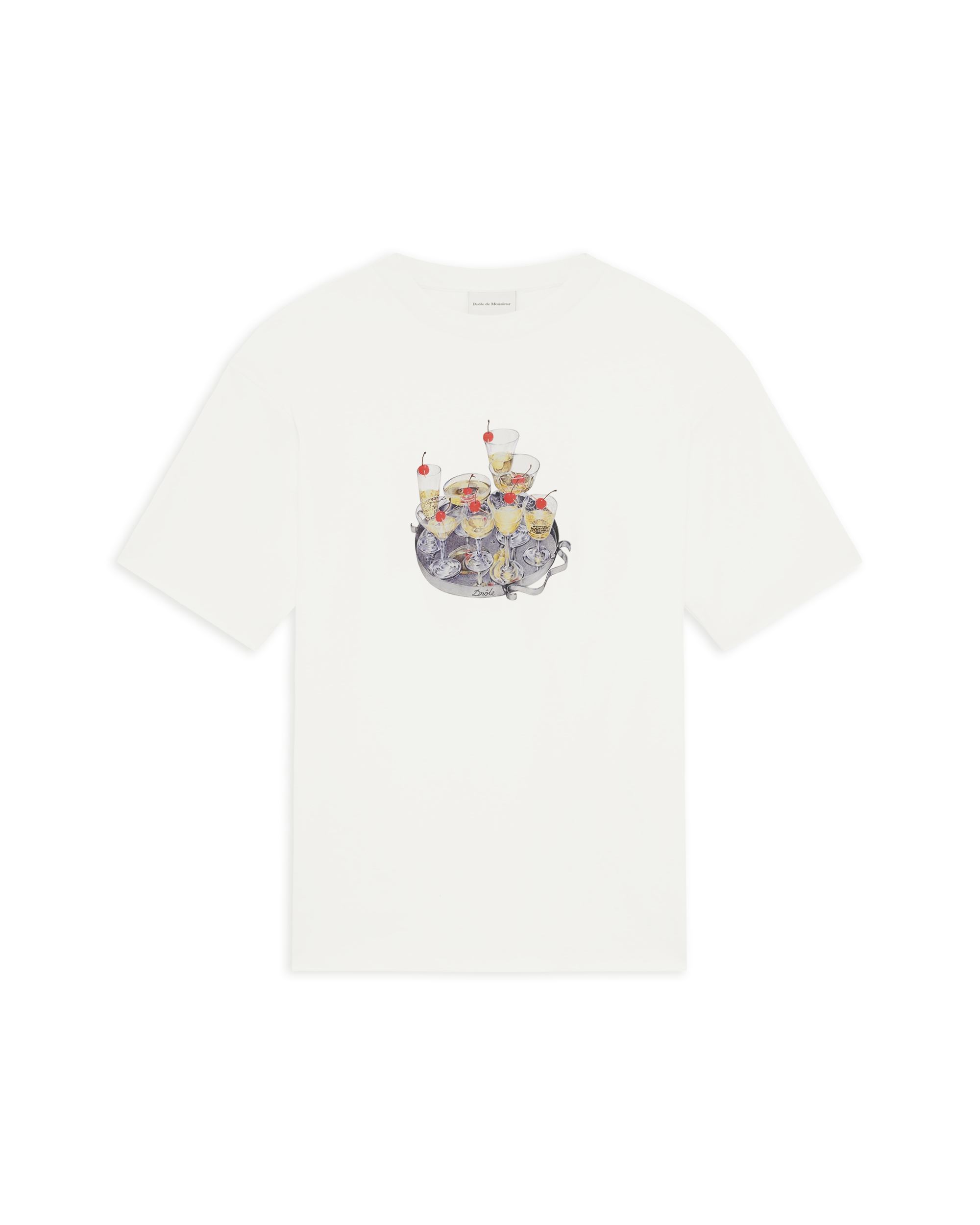 Tシャツ・カットソー DROLE DE MONSIEUR White Cotton Cocktails T-Shirt