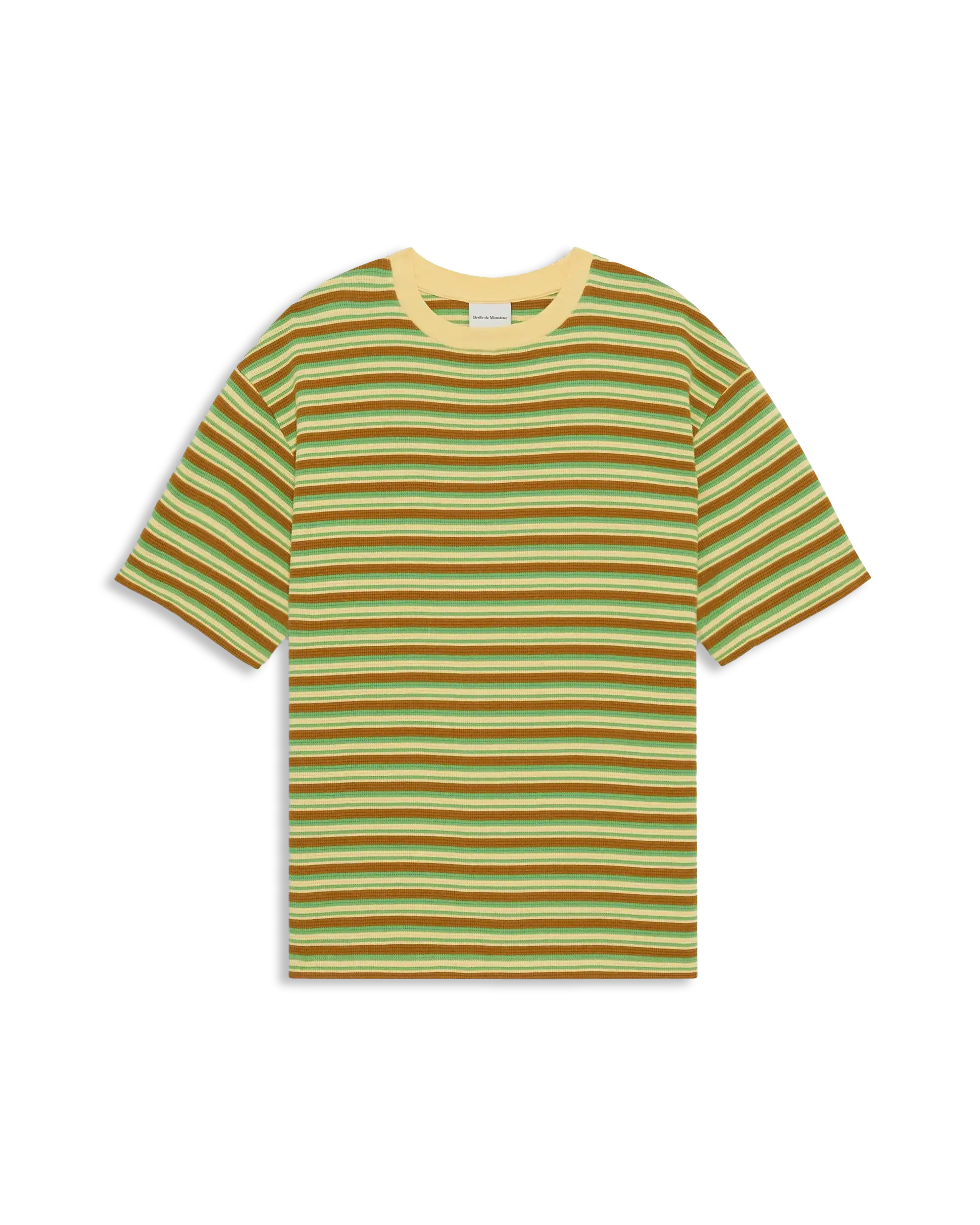DRÔLE DE MONSIEUR ラガーシャツ Mustard Cotton Striped T-Shirt