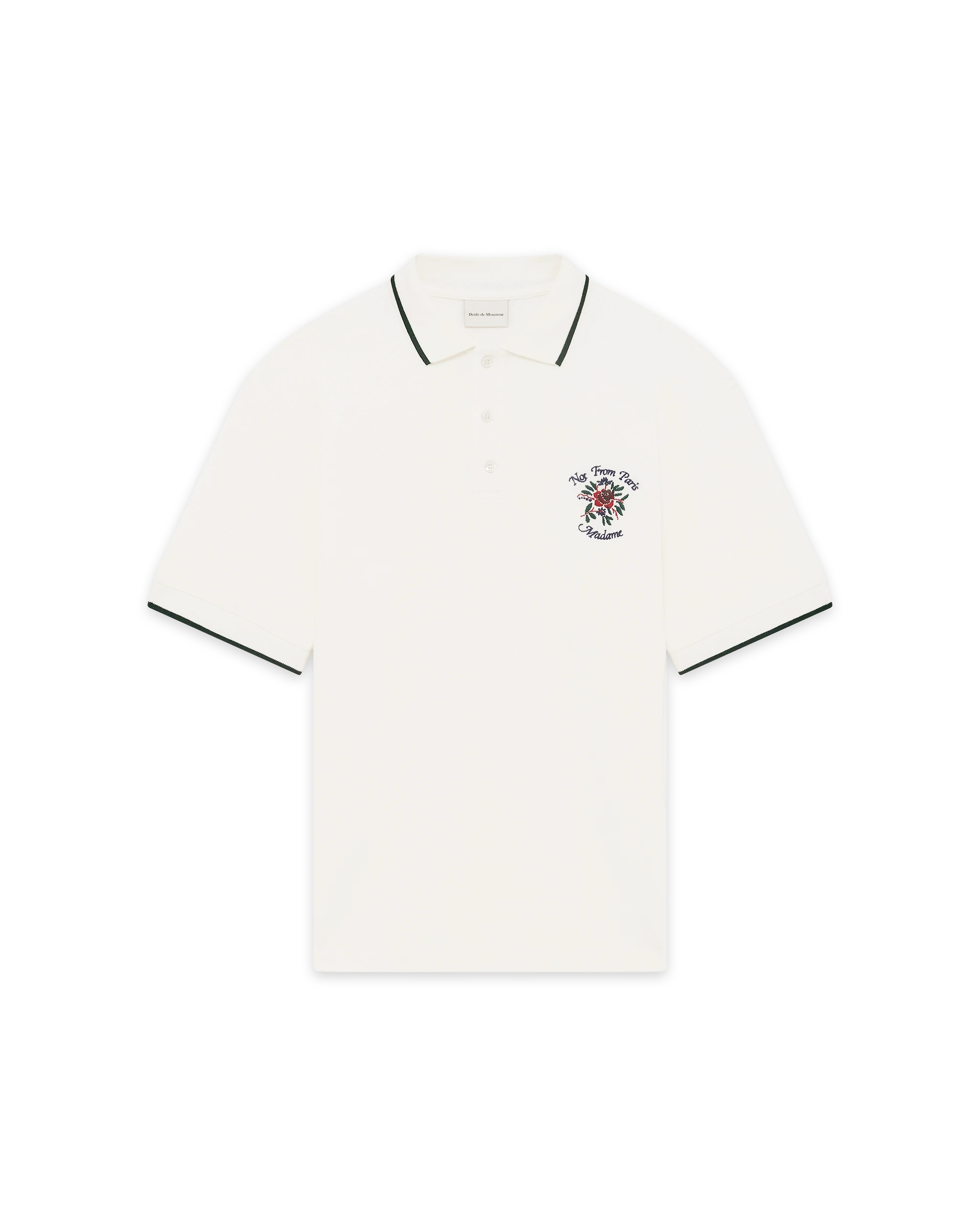Not from Paris Madame white pique polo shirt – Drôle de Monsieur