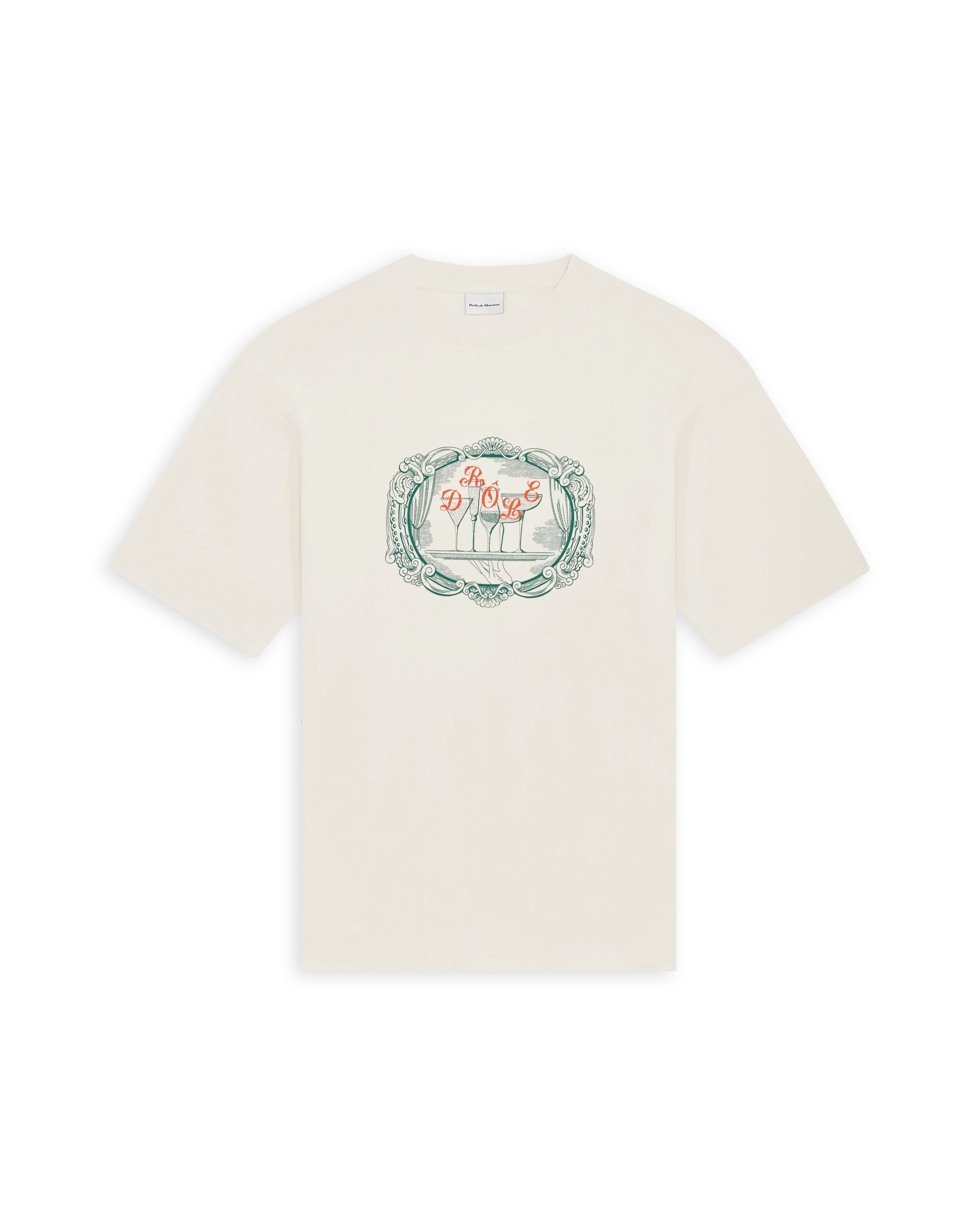 Tシャツ・カットソー Drole de Monsieur Stripe Trim Logo T-Shirt TS146-CO002-FGN Navy Cotton Slogan T-Shirt