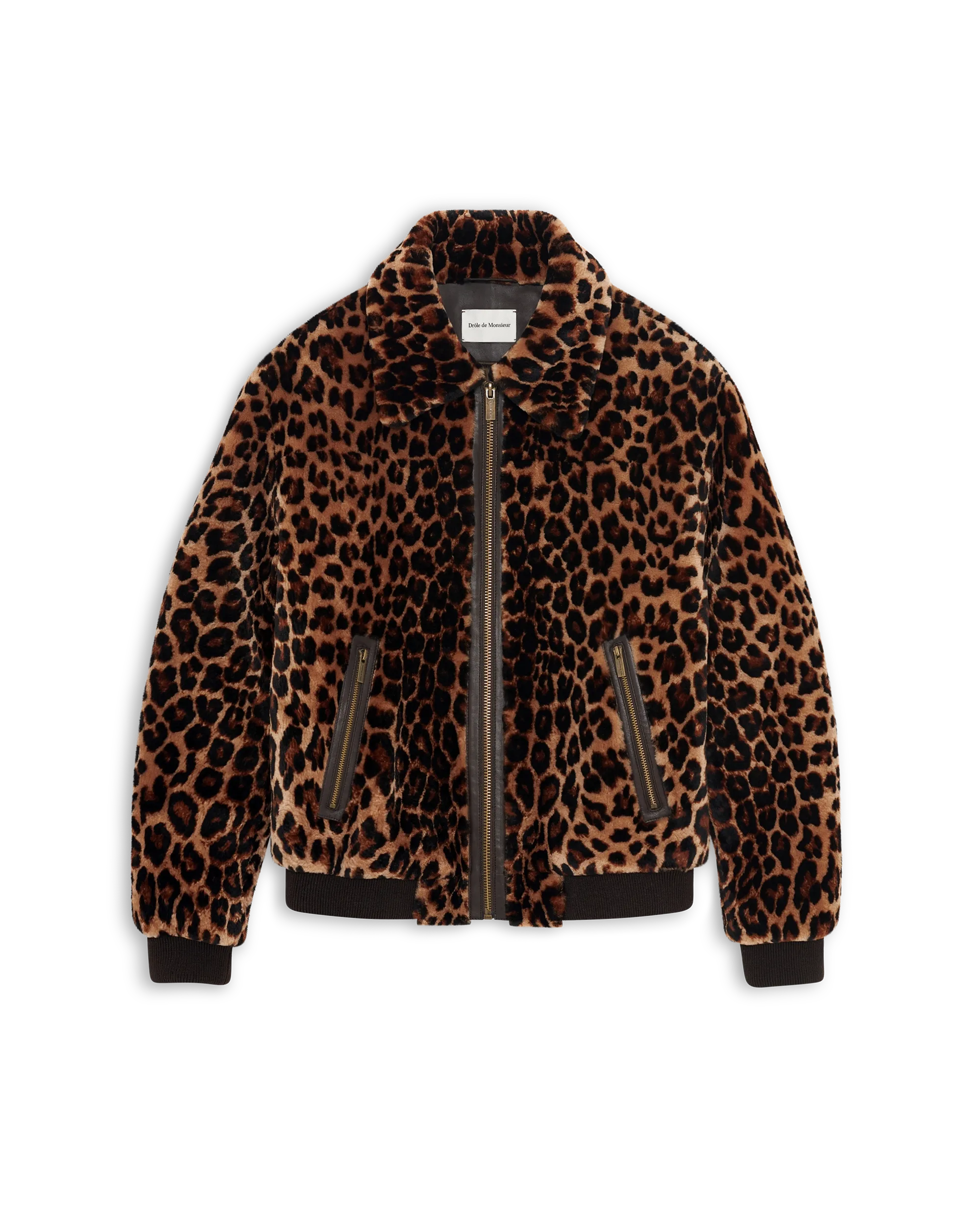 Leather Jacket Mens Leopard Print Bomber Jacket Le Blouson