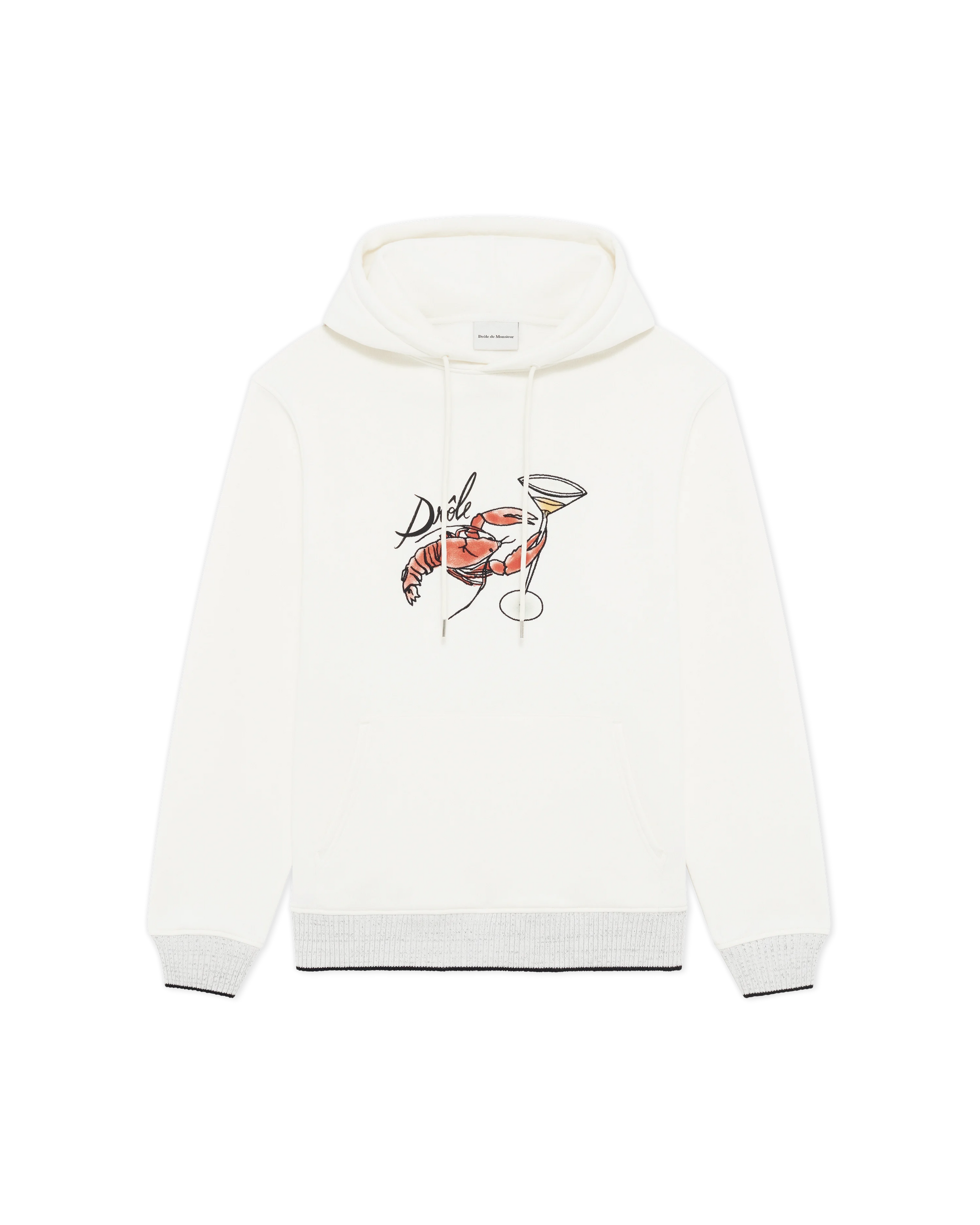 パーカー・フーディ DROLE DE MONSIEUR SS25 (HO168 CO127OFFWHITE) White Cotton Slogan Hoodie