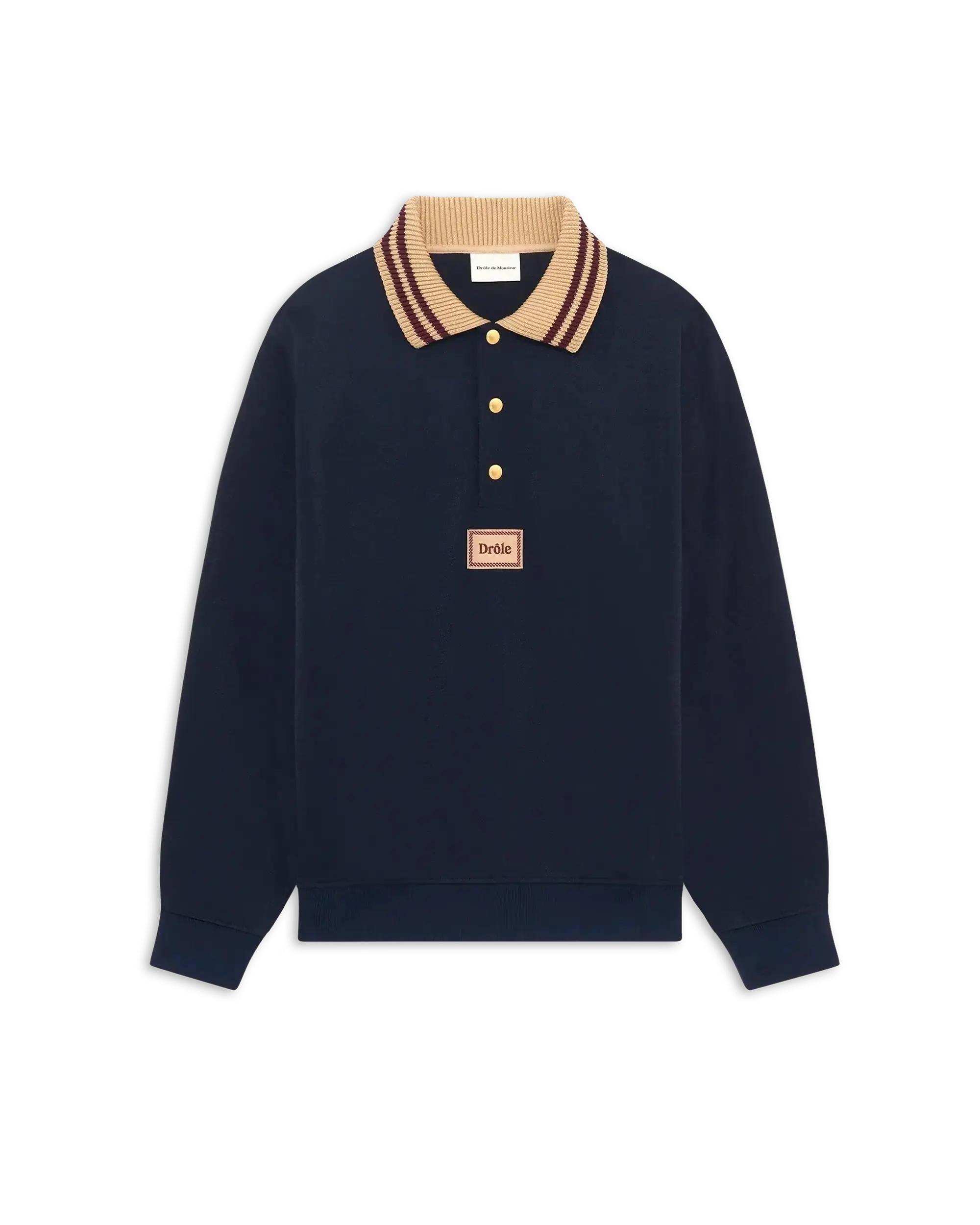 Drôle de Monsieurトラックジャケット ハイネック 切替デザイン Navy blue long-sleeved polo shirt – Drôle de Monsieur