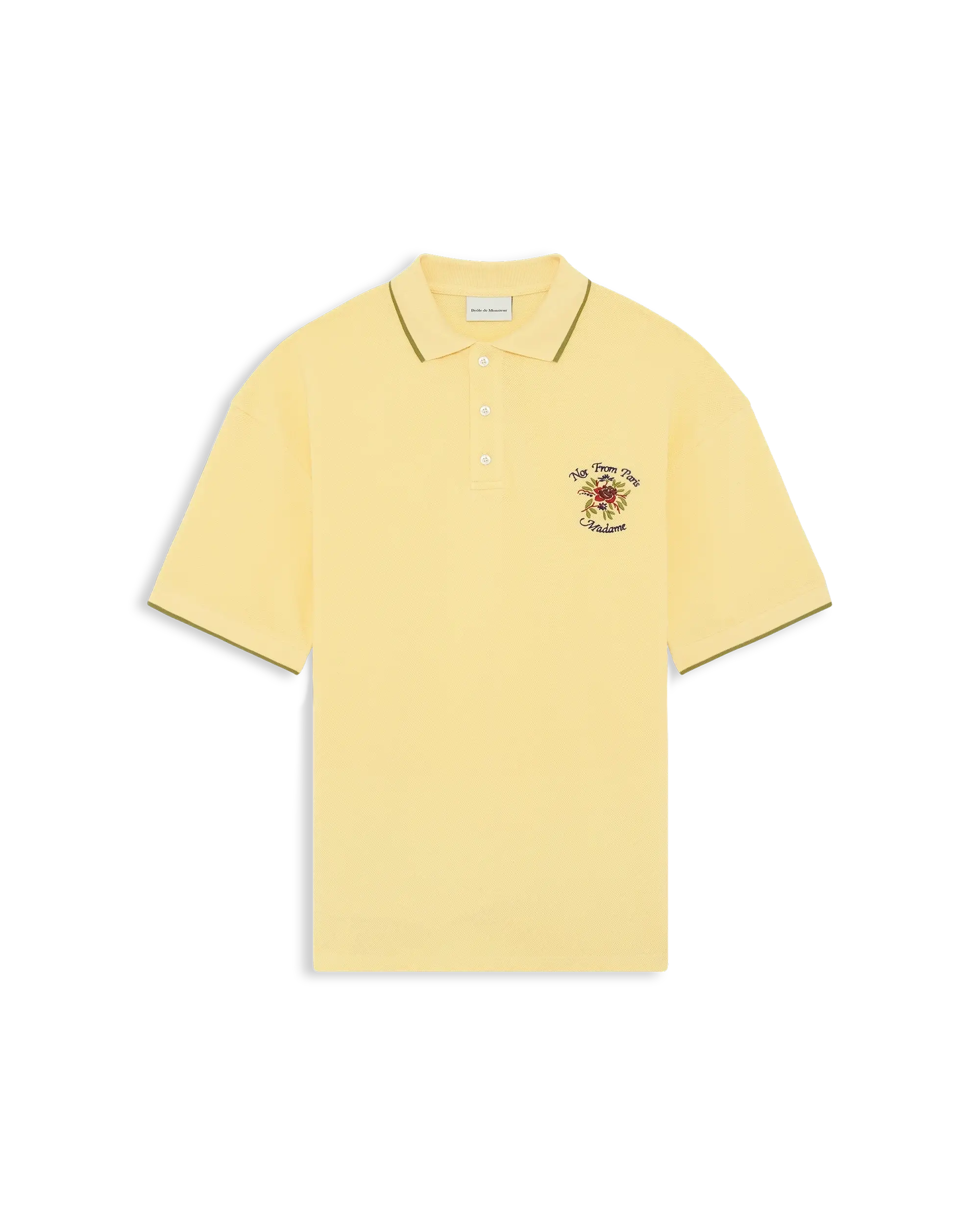 Not from Paris Madame light yellow pique polo shirt – Drôle de