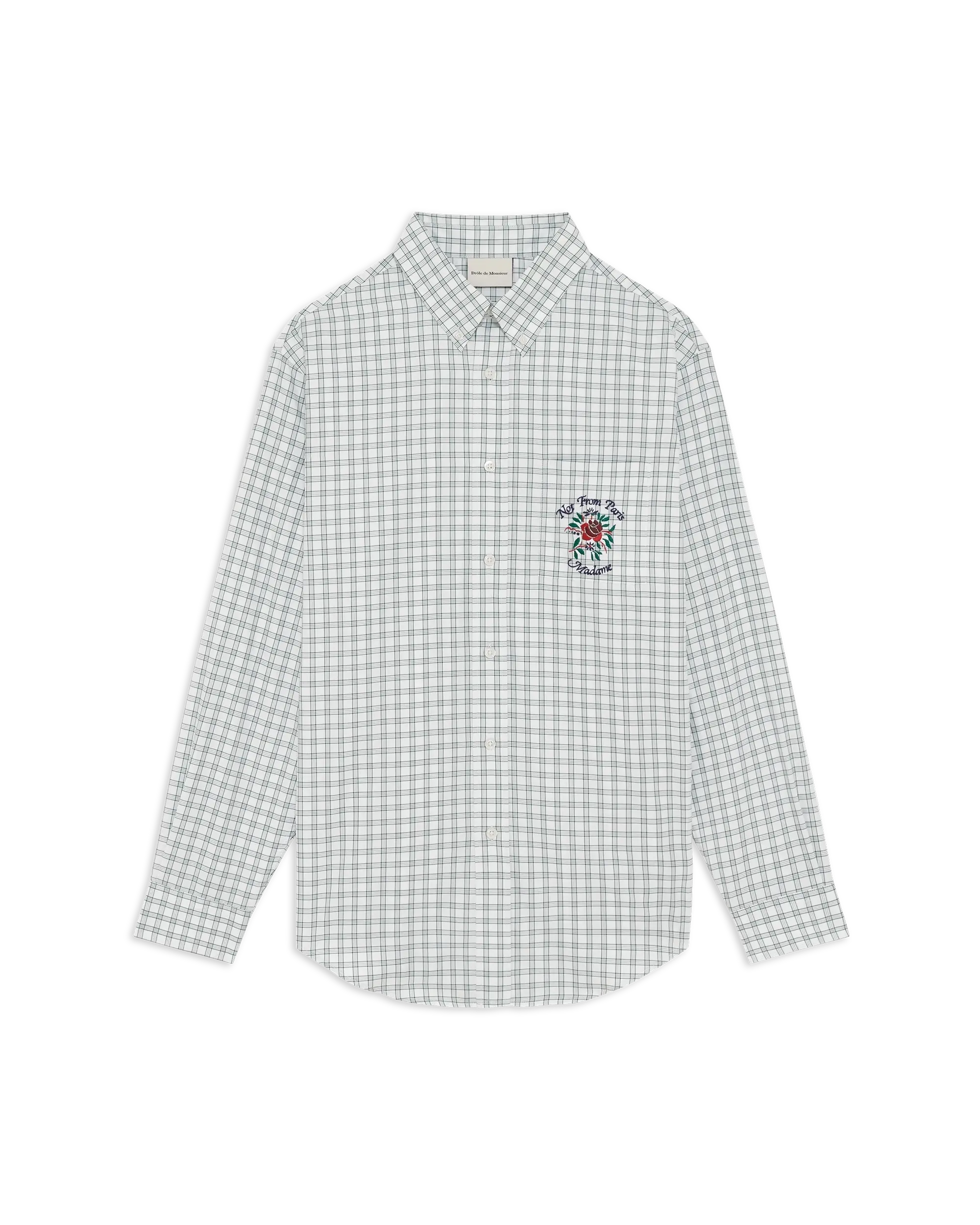 新品 DROLE DE MONSIEUR Houndstooth shirt Not from Paris Madame green checkered shirt – Drôle de Monsieur