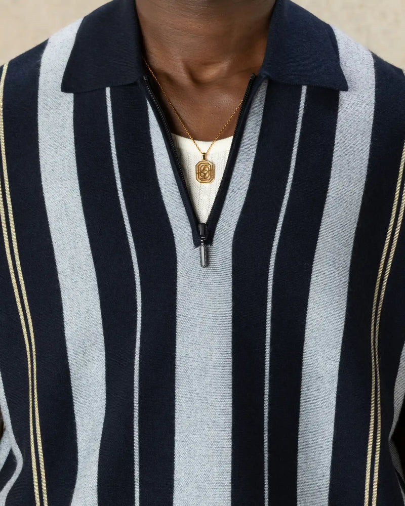 Striped Zipped Knit Polo - Drôle de Monsieur - 3