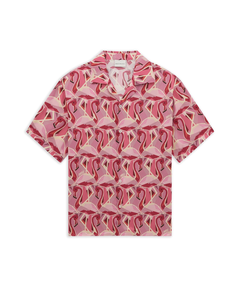 Chemise Manches Courtes Notcha Flamants Roses - Drôle de Monsieur