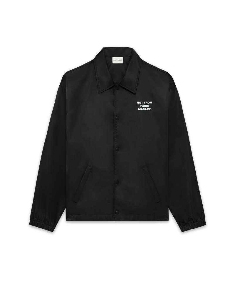 Black Nylon Slogan Jacket – Drôle de Monsieur Black Nylon Slogan Jacket – Drôle de Monsieur