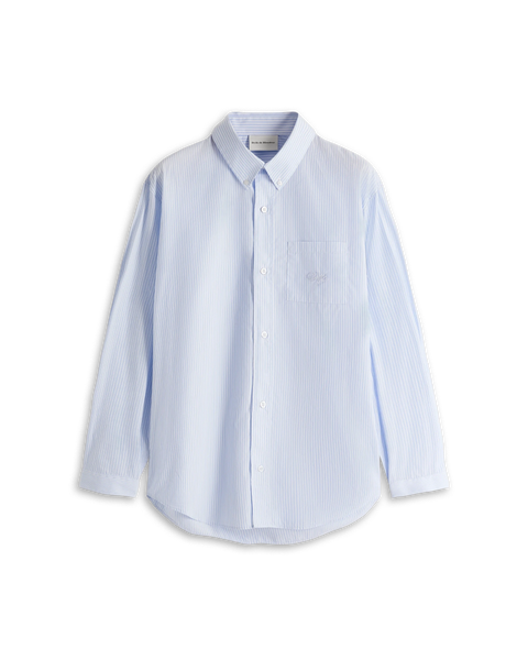 Tシャツ・カットソー DROLE DE MONSIEUR LA CHEMISE RAYEE (PERM SH171 CO151 LBE) Beige Cotton Striped Shirt